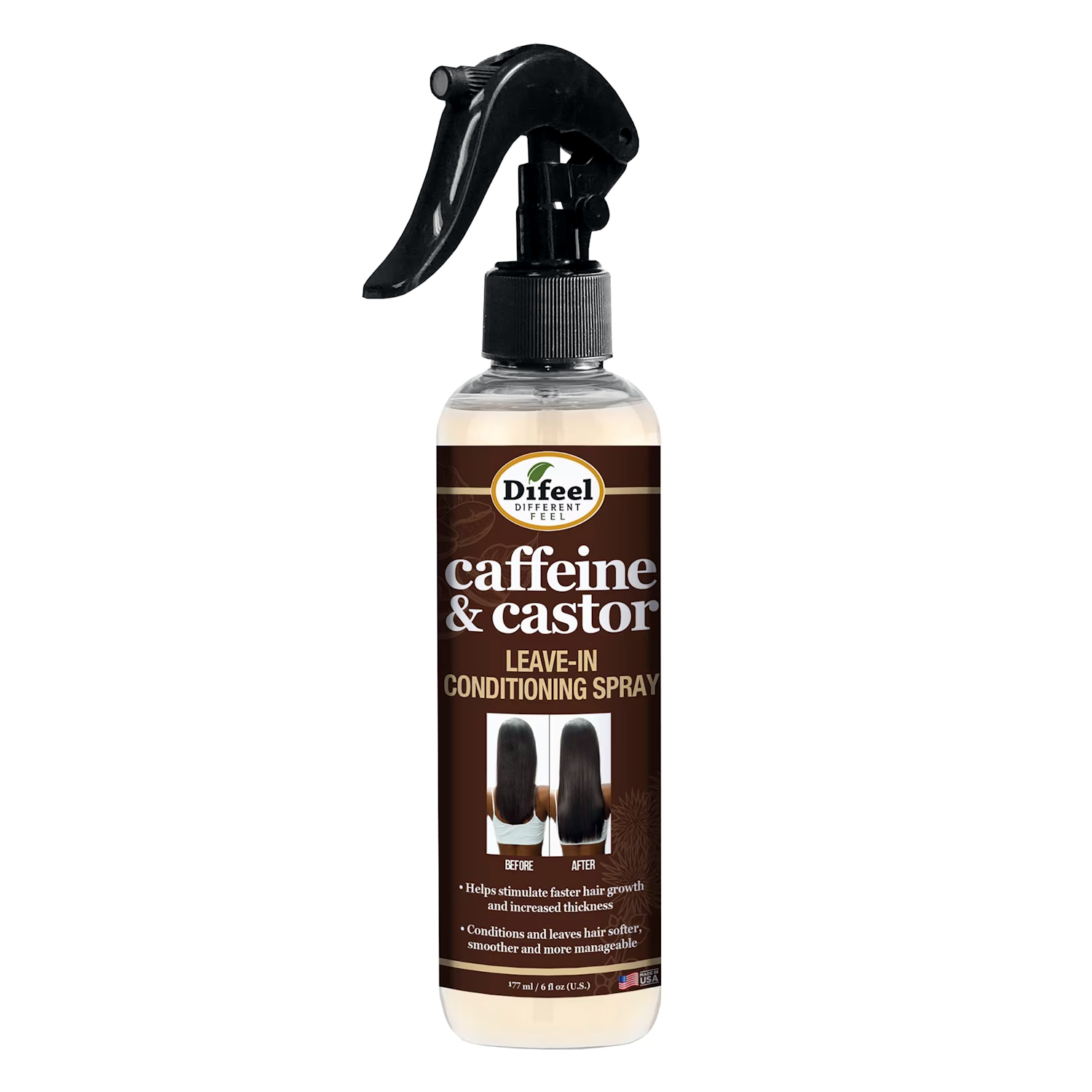 Difeel Caffeine & Castor Leave-in Conditioning Spray 6 oz.