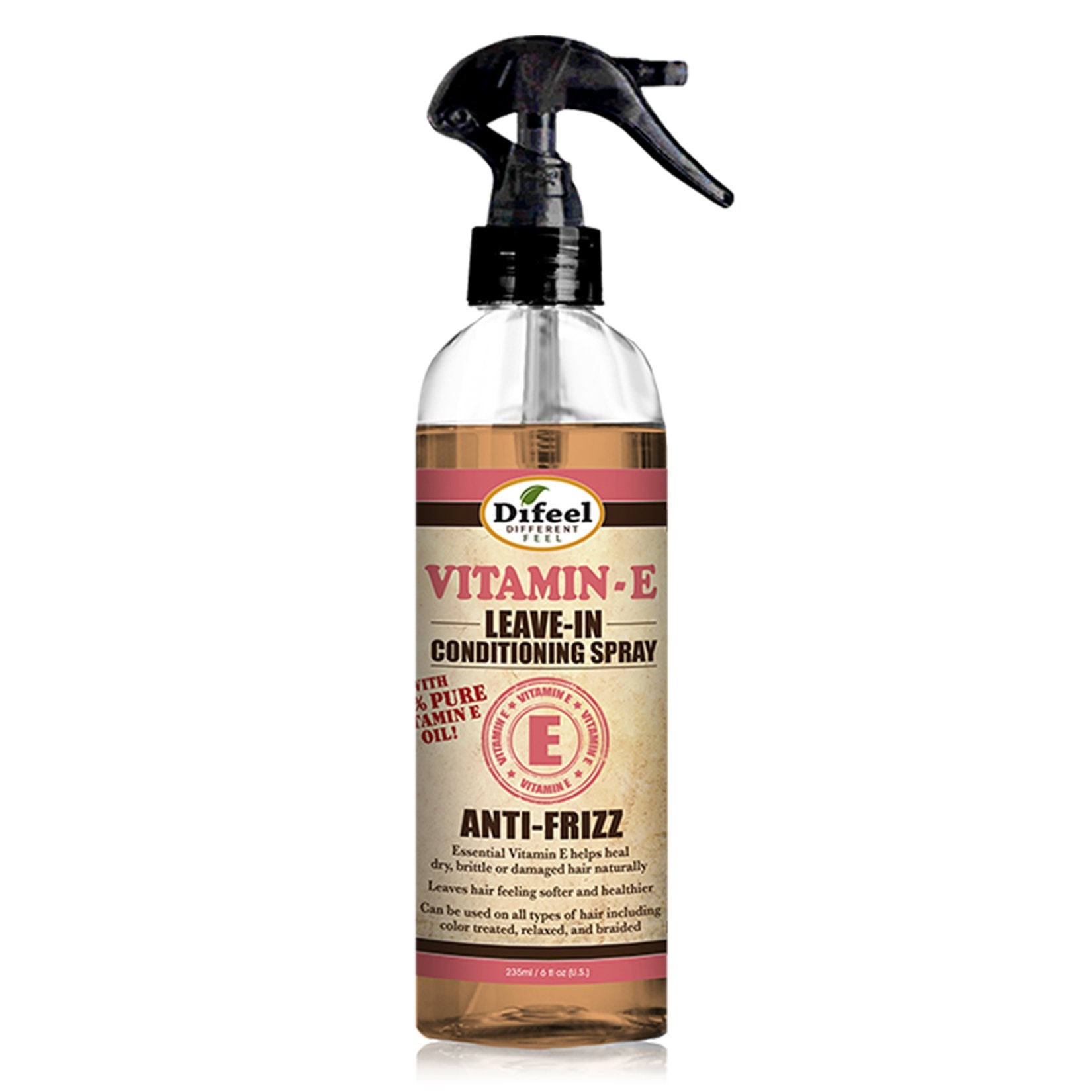 Difeel Anti-Frizz Leave in Conditioning Spray with 100% Pure Vitamin E Oil 6 oz. (PACK OF 2)