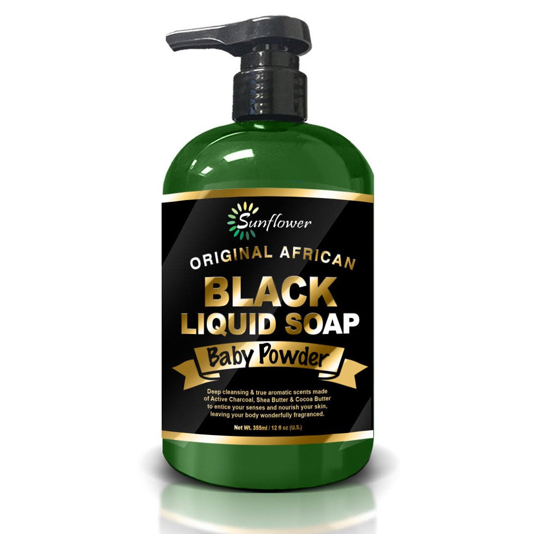 Difeel Liquid African Black Soap - Baby Powder 12 oz. (PACK OF 2)