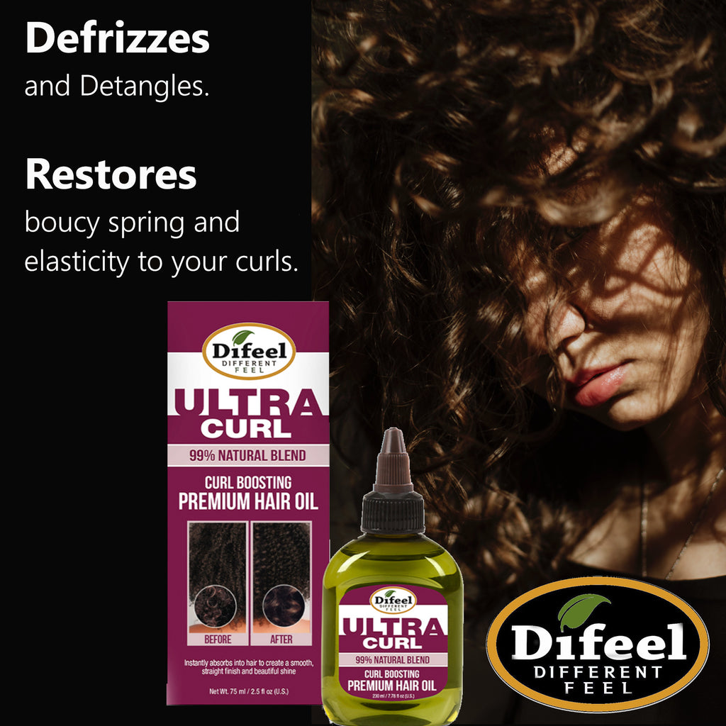 Difeel 99% Natural Ultra Curl Premium Hair Oil - Curl Boosting Hair Oil 2.5 oz.