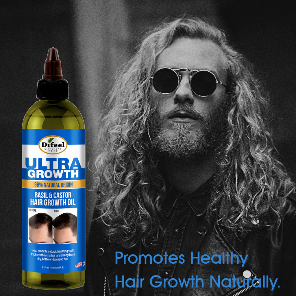 Difeel Mens Ultra Growth 3-PC Hair Growth Shampoo, Condition & Treatment Set - Includes 12 oz.  2-in-1 Shampoo, 8oz Hair Oil & 2.5oz Hair Oil