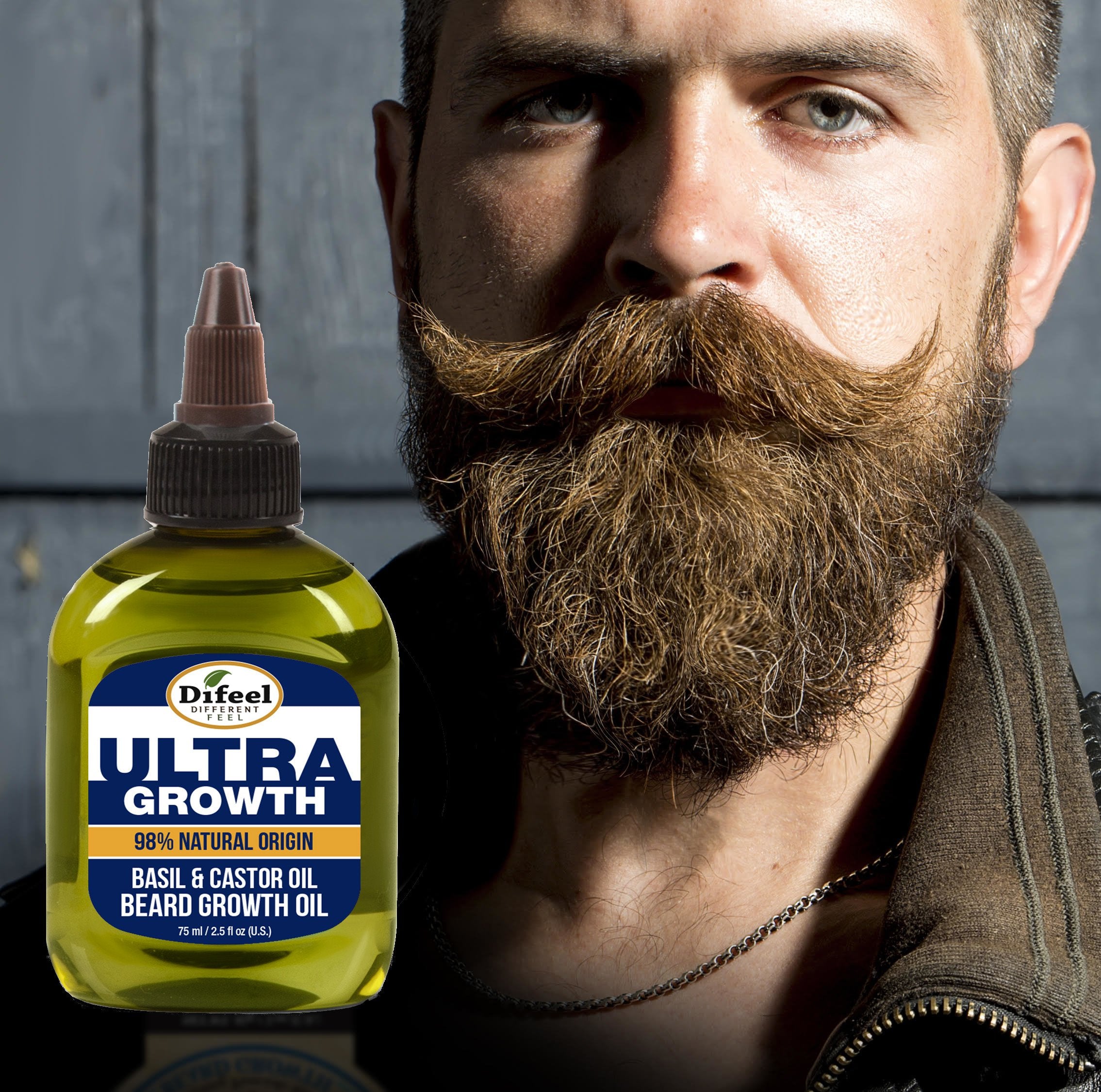 Difeel MENS Ultra Growth Basil and Castor Beard Oil 2.5 oz. (PACK OF 2)