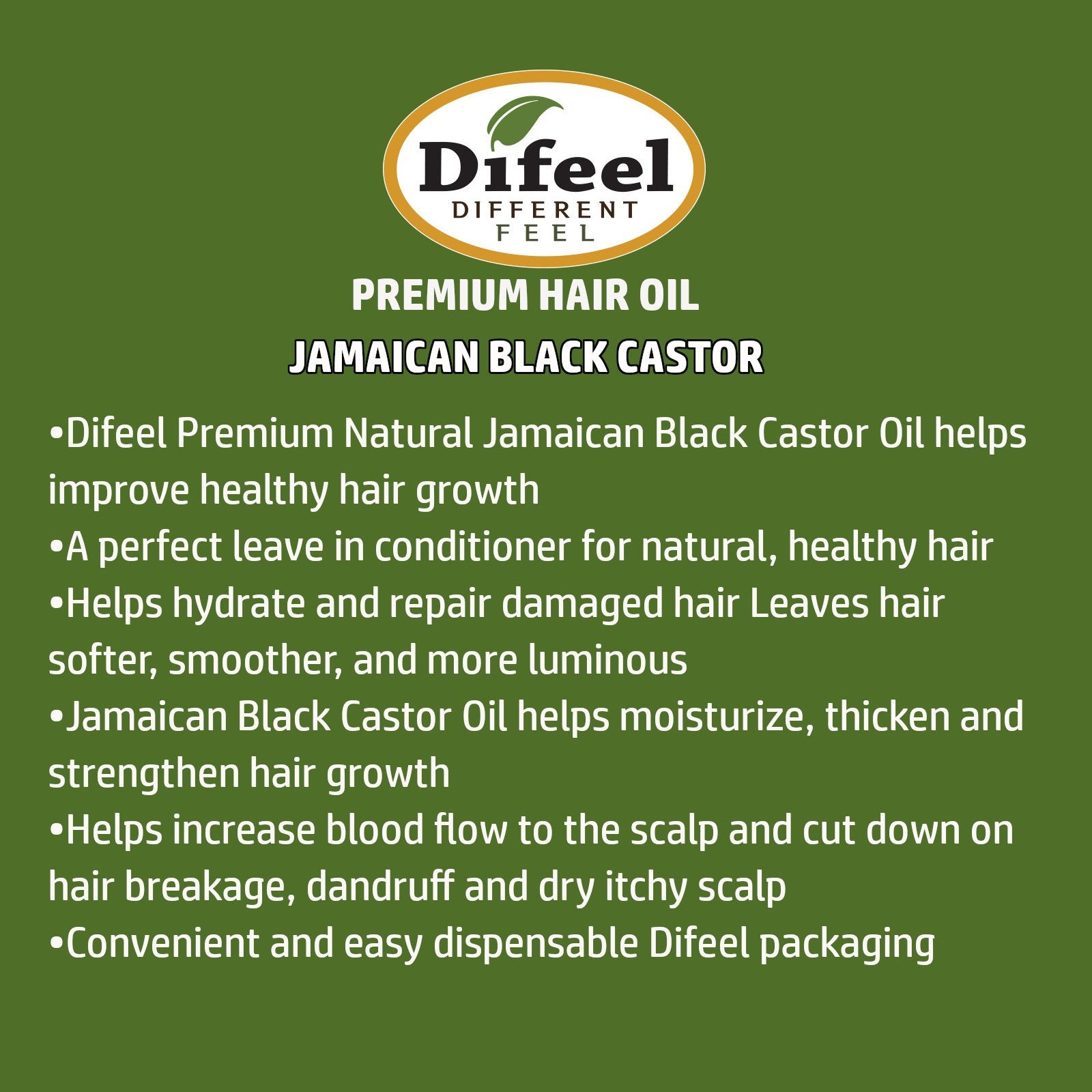Difeel Premium Natural Hair Oil - Jamaican Black Castor Oil 2.5 oz. (PACK OF 2)