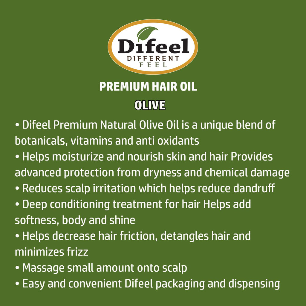 Difeel Premium Natural Hair Oil - Olive Oil 2.5 oz. (PACK OF 2)