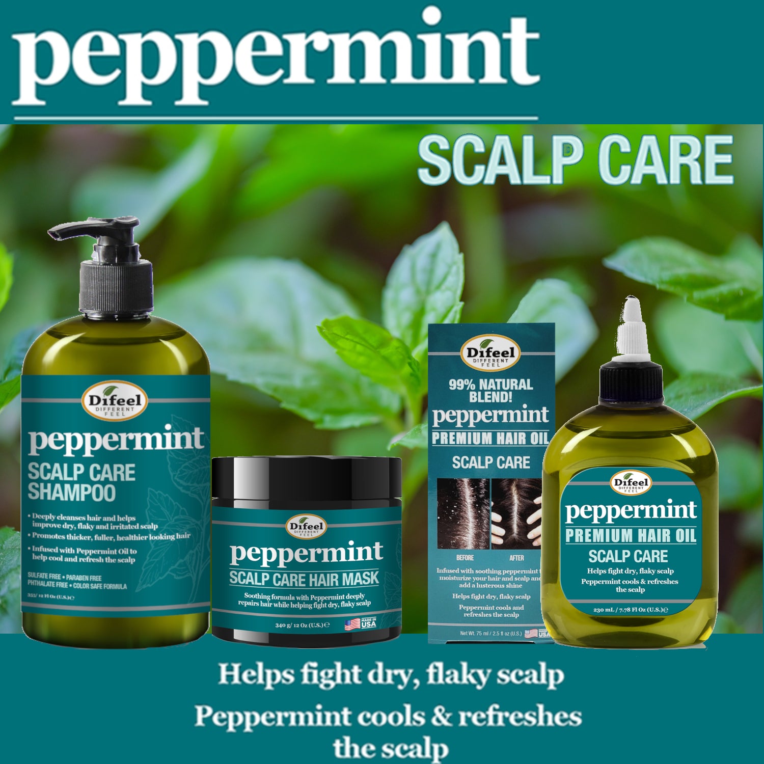 Difeel Peppermint Scalp Care Shampoo 12 oz.