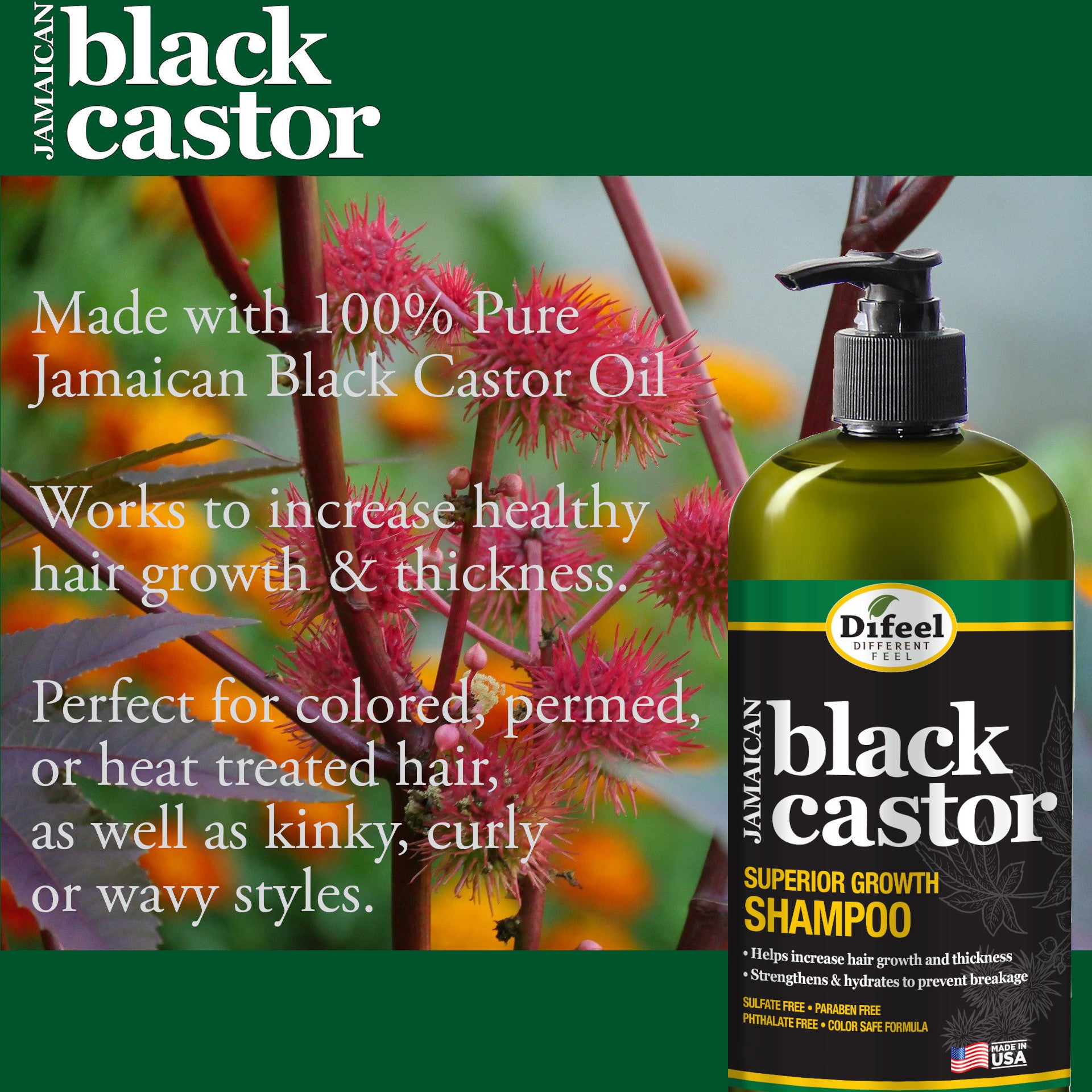 Difeel Superior Growth Jamaican Black Castor Shampoo 12 oz.