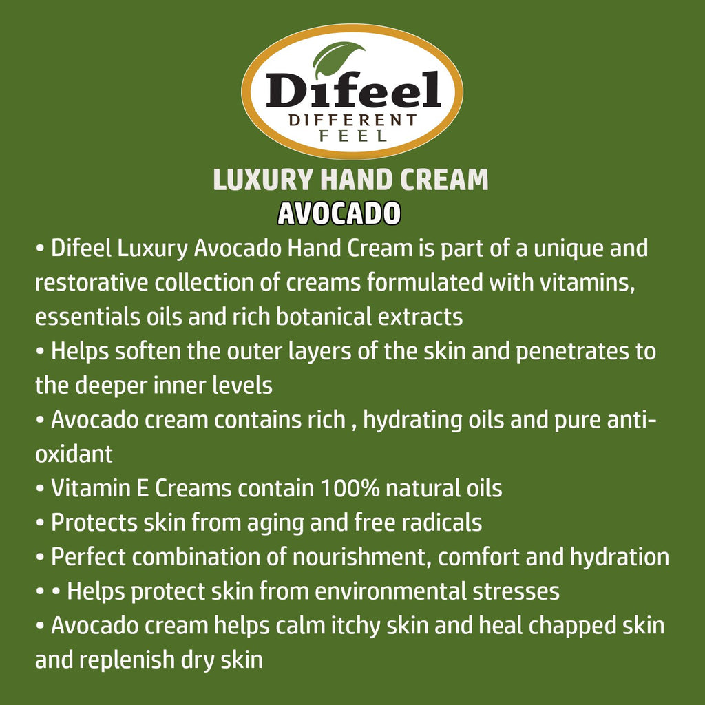Difeel Luxury Moisturizing Hand Cream - Avocado Oil 1.4 oz. (PACK OF 2)