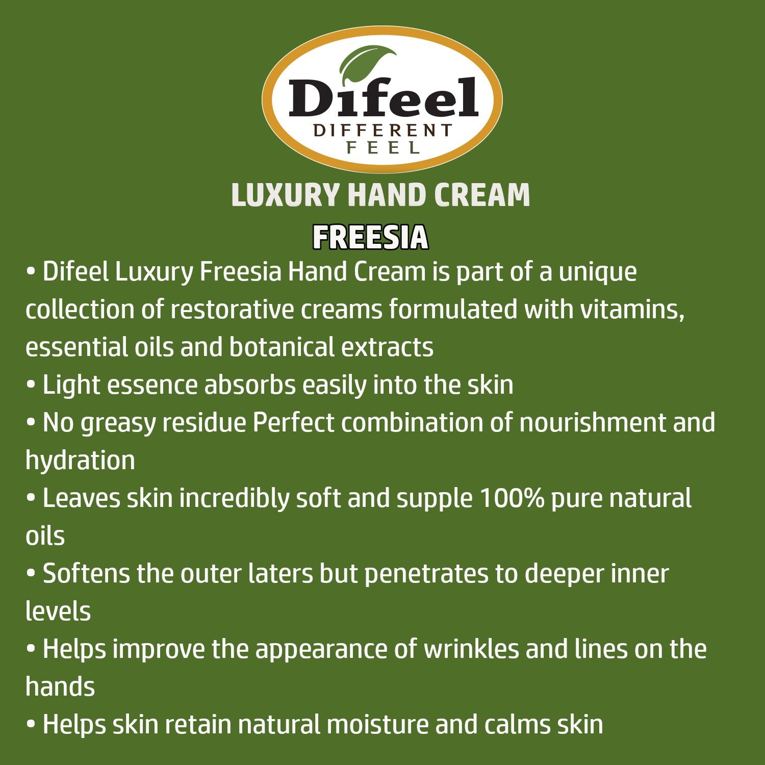 Difeel Luxury Moisturizing Hand Cream - Freesia 1.4 oz. (PACK OF 2)