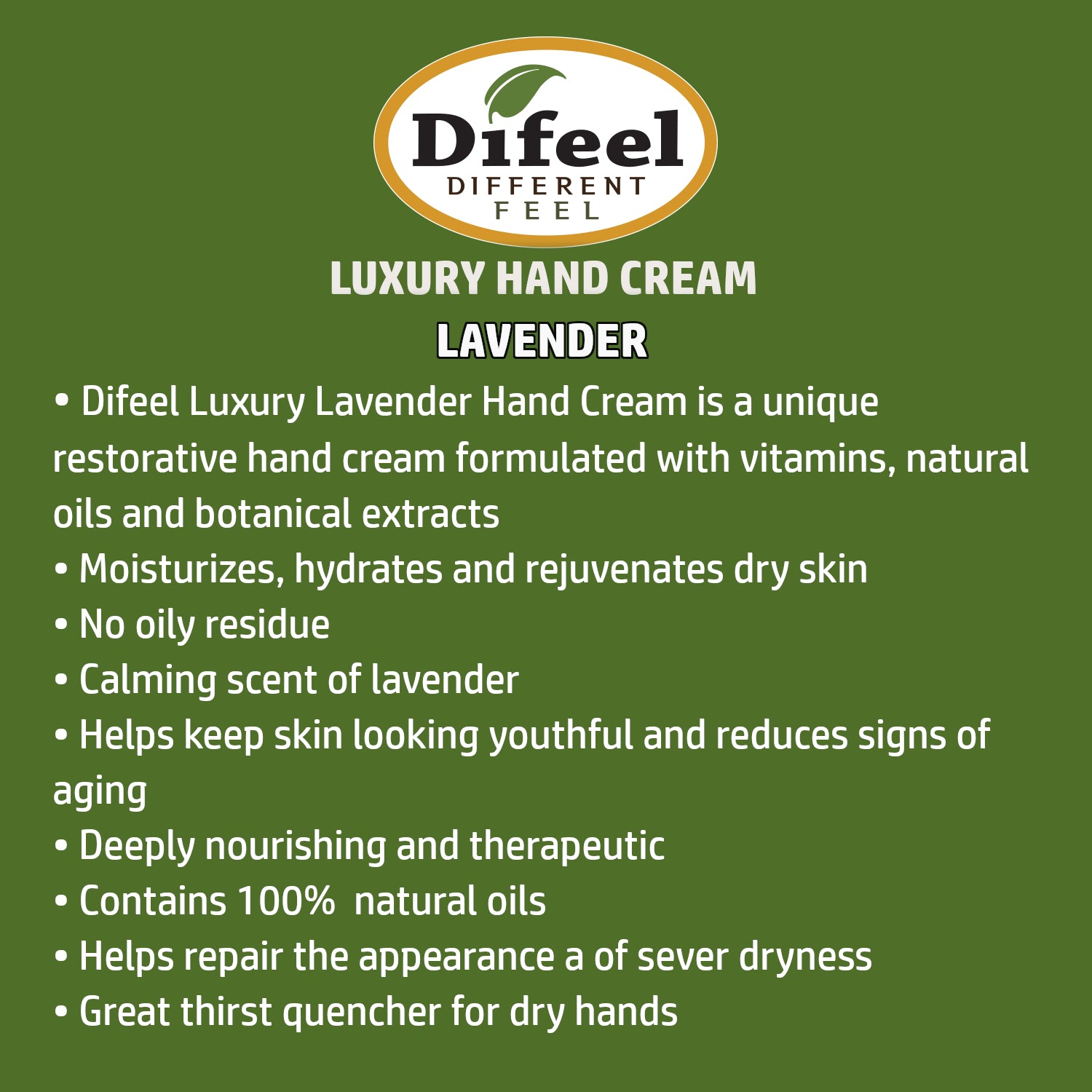 Difeel Luxury Moisturizing Hand Cream - Lavender 1.4 oz.