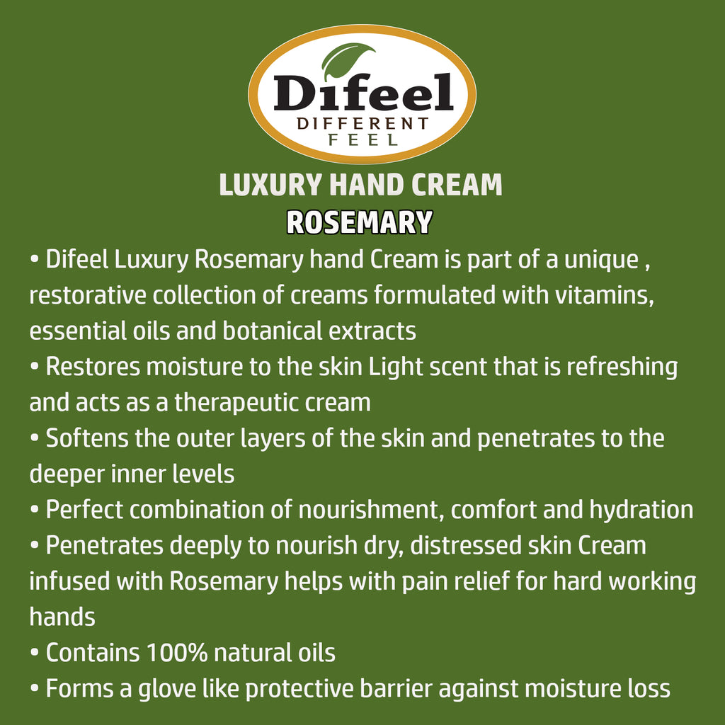 Difeel Luxury Moisturizing Hand Cream - Rosemary 1.4 oz.