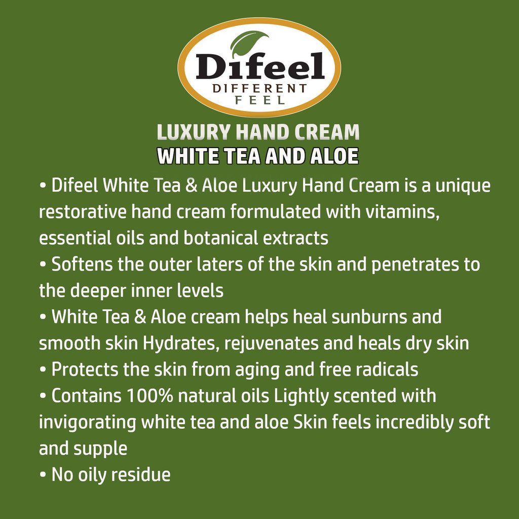 Difeel Luxury Moisturizing Hand Cream - White Tea & Aloe 1.4 oz. (PACK OF 2)