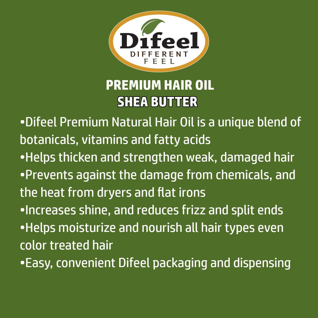 Difeel Premium Natural Hair Oil - Shea Butter 2.5 oz. (PACK OF 2)
