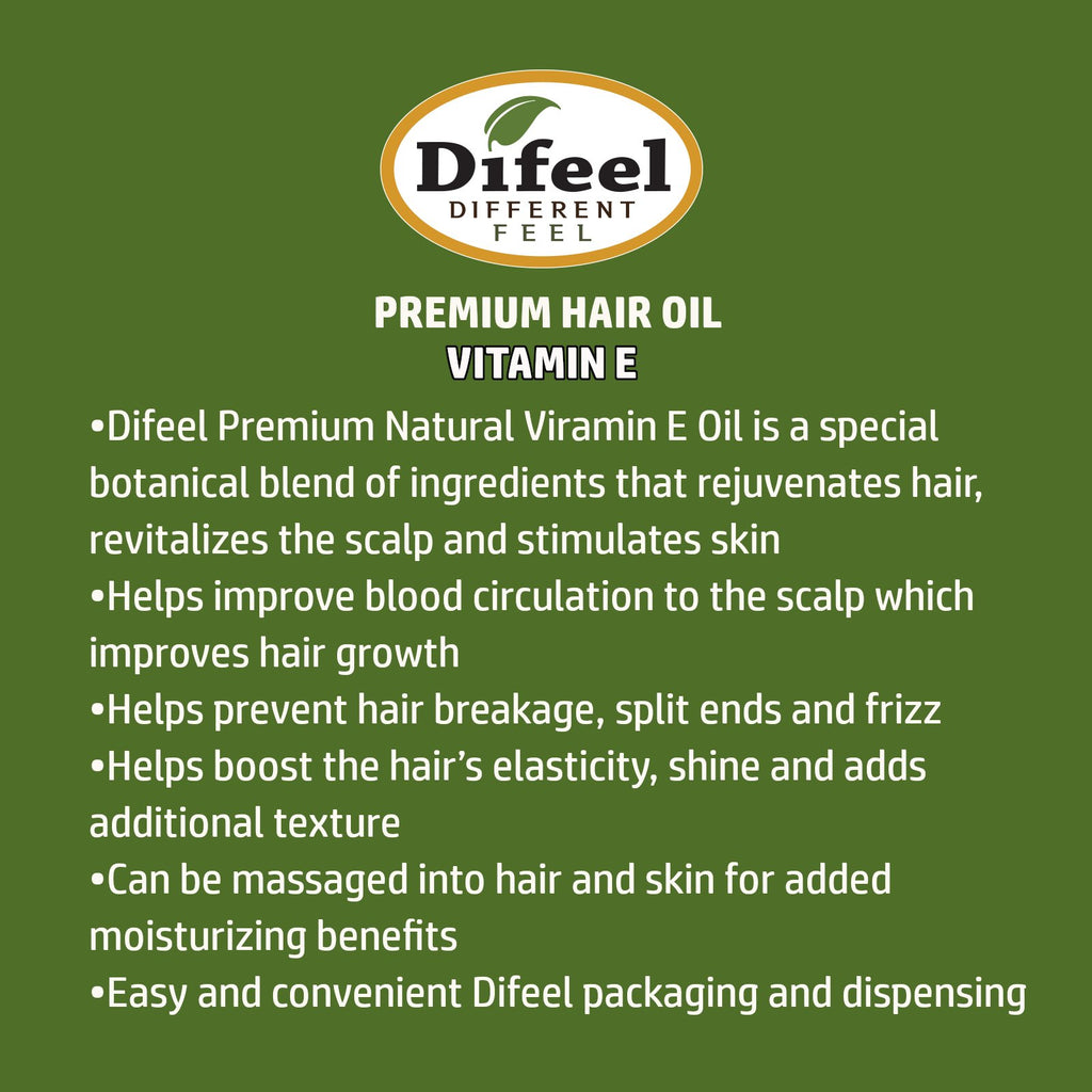 Difeel Premium Natural Hair Oil - Vitamin E Oil 7.1 oz. (PACK OF 2)